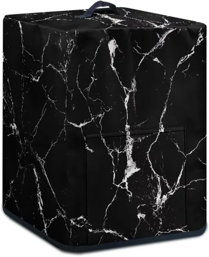 Vista 2 de Freidora de aire de mármol negro, cubierta resistente a las manchas, ligera y antihuellas dactilares, con bolsillo y asa, apta para freidora de aire