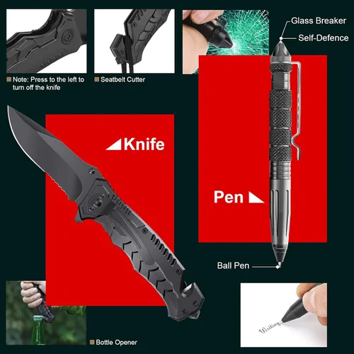 Vista 3 de Regalos para hombres, mujeres, papás, kits de supervivencia navideños PIXATO, equipo de supervivencia y equipamiento 116 en 1, kit de emergencia