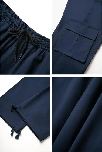 Vista 6 de THWEI Pantalones cargo para hombre, pantalones deportivos casuales de algodón, holgados, rectos