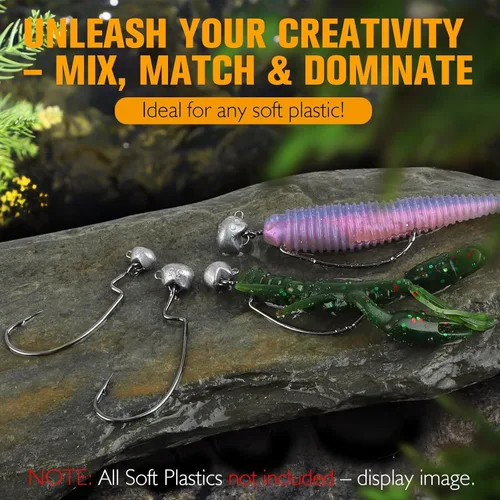 Vista 6 de Dovesun Ned Rig Jig Heads Cabeza de plantilla sin malas hierbas para pesca lubina Swimbait Jig Head Shaky Ned Rig Ganchos agua salada agua dulce