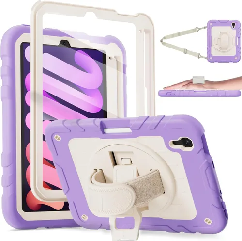Vista 12 de Funda para iPad mini 7 A17 Pro/iPad mini 6 de 8.3 pulgadas, funda para iPad mini de 7ª/6ª generación (2024/2021) con soporte para lápiz/soporte