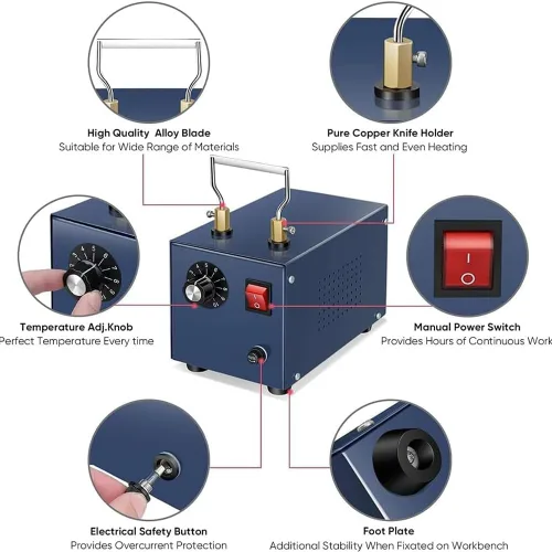 Vista 4 de Electric Rope Cutter - Hot Knife Heating Machine for Cutting Fabric, Rubber, Ribbon, Webbing & Belting - Heats Up to 500℃ for Precision Cutting