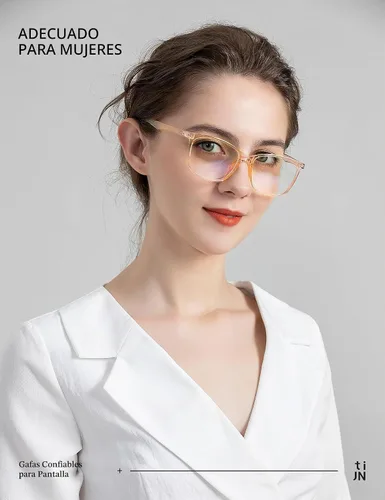 Vista 3 de TIJN Lentes de bloqueo de luz azul para hombres y mujeres, anteojos 00. Lente transparente/naranja