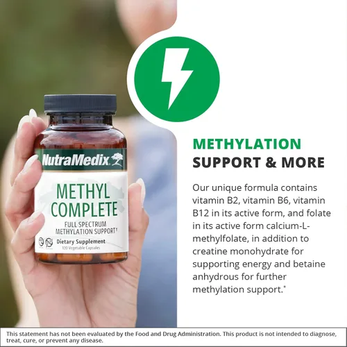 Vista 3 de NutraMedix Methyl Complete - Cápsulas completas de metilación y apoyo energético - Vitamina B2, B6, B12 y folato - con monohidrato de creatina