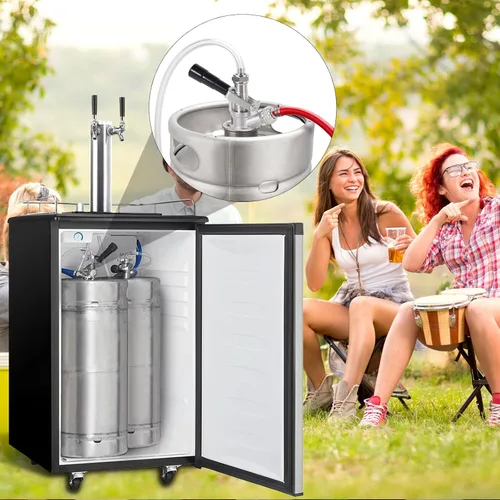 Vista 5 de All 304 Stainless Steel D System Keg Coupler, Beer Tap Coupler with 1/4’’ Beer Line Barb & 5/16’’ Gas Line Barb, Heavy Duty US D Sankey Coupler for