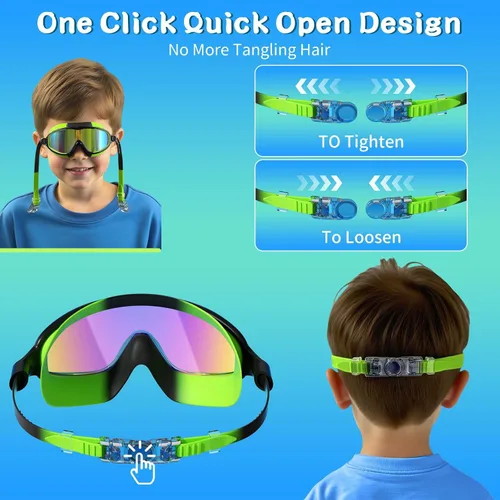 Vista 6 de Paquete de 2 gafas de natación para niños, sin fugas, antivaho, anti-UV, para niños y niñas de 4 a 14 años