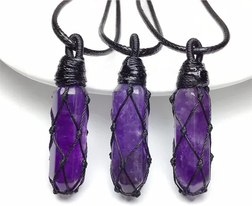 Vista 3 de EDENS CALL Healing Hexagonal Crystal Point Pendant Necklace for Unisex Adjustable Dainty Natural Stone Pendulum Amulet for Good Luck