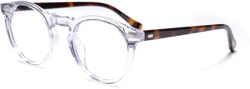 Vista 3 de EAREADA Gafas redondas vintage con lente transparente de acetato de borde redondo grueso para hombres..