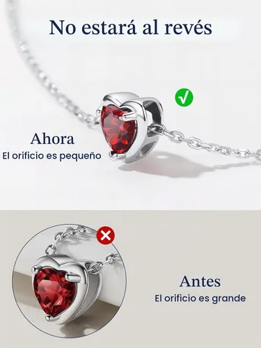 Vista 6 de Suplight 925 Sterling Silver Heart/Round Birthstone Necklaces for Women 01. Enero (Garnet)
