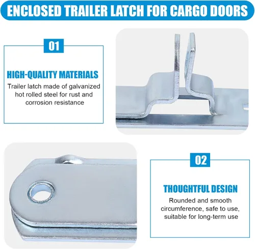 Vista 3 de Cerradura de puerta de remolque de carga para rampa candado Race Bar Lock Handle Pestillo de puerta de remolque Cerradura de leva