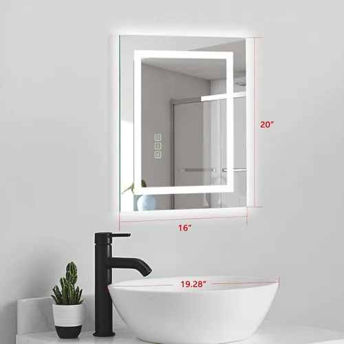 Vista 10 de Espejo de baño LED de 16 x 20 pulgadas, sin marco, con luces retroiluminadas y regulables frontales, antiniebla (apagado automático), espejo