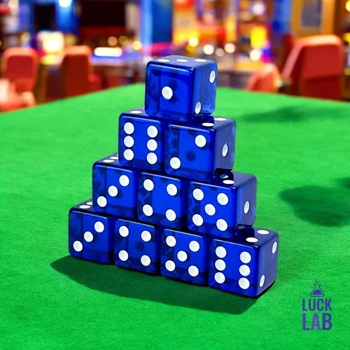 Vista 3 de Luck Lab Paquete de 10 dados de 19 mm - Dados D6 acrílicos y translúcidos, cuadrados con bordes redondeados para casino, craps, juegos de mesa RPG