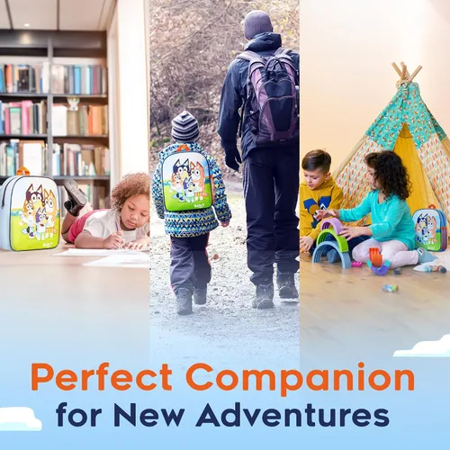 Vista 6 de Bluey Mochila, mochila para niños con interior espacioso, bolsillos laterales de malla, linda mochila para niños y niños pequeños con correas