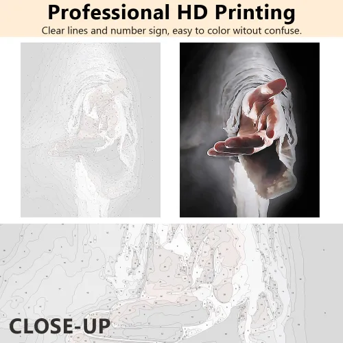 Vista 5 de TUMOVO Pintura por números para adultos y niños – Kit de pintura al óleo cristiana de Jesús Religión Dios – "Give Me Your Hand", regalo