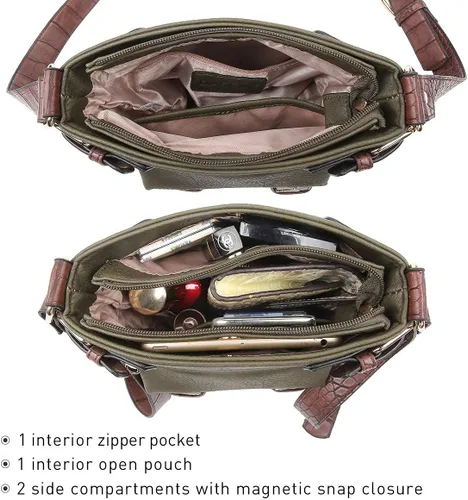 Vista 5 de Dasein Bolsos cruzados ligeros para mujer, de cuero vegano suave, bolso de mensajero, bolso de hombro, bolso de viaje