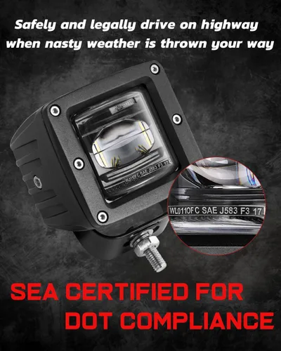 Vista 3 de Wayup - Luces antiniebla SAE, luces LED de 3 pulgadas, aprobadas por DOT, cuadrados, cuadrados, cuadrados, para camión, Wrangler JK, JL, F150, Ram