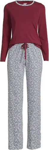 Vista 4 de Lands' End Women's Knit Pajama Set Long Sleeve T-Shirt and Pants