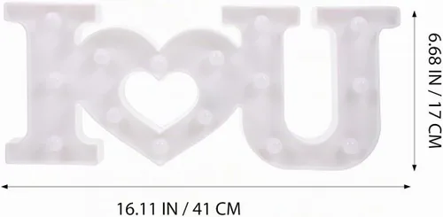 Vista 2 de Uonlytech Letrero con luces LED románticas con diseño de letras, funciona con pilas, lámpara decorativa con texto en inglés "I Love You