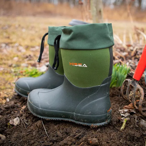 Vista 6 de HISEA Botas de lluvia para hombre, impermeables, para jardín, botas de goma, botas de trabajo al aire libre, 6