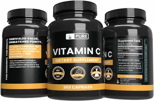 Vista 4 de Pure Original Ingredients, Vitamina C, 365 cápsulas Para suplementación centrada en ingredientes, preparación y uso en despensa