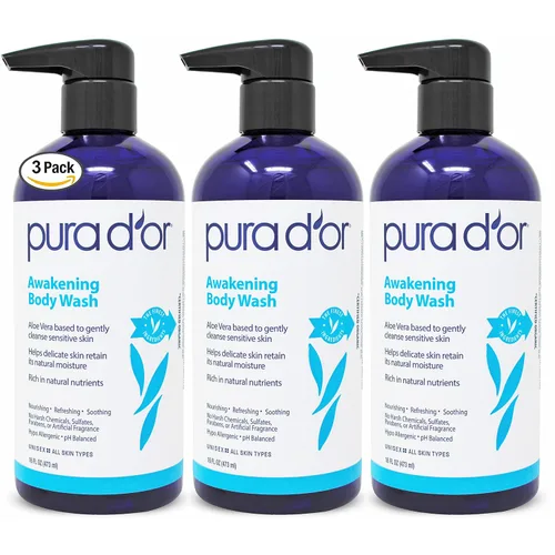 Vista 7 de PURA D'OR Gel de baño Promesa Duradera de 16 onzas – Aroma de lavanda calmante – Base de aloe vera, infundido con aceite de romero y manzanilla – pH