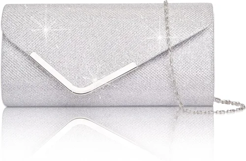 Vista 9 de Bolso de mano Larcenciel para mujer, bolso de lentejuelas brillante con cadena, bolso de noche con destellos para fiestas y graduaciones
