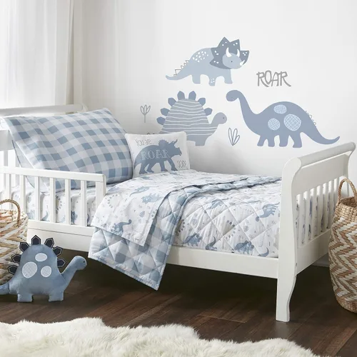 Vista 4 de Levtex Baby - Alfombra de juego Kipton - Dinosaurio - Blanco, Azul y Marina - Accesorios para guardería
