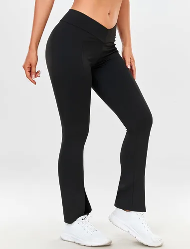 Vista 4 de FITTOO Womens Knited Booty Scrunch Leggings High Waist Ribbed Ruched Yoga Pants