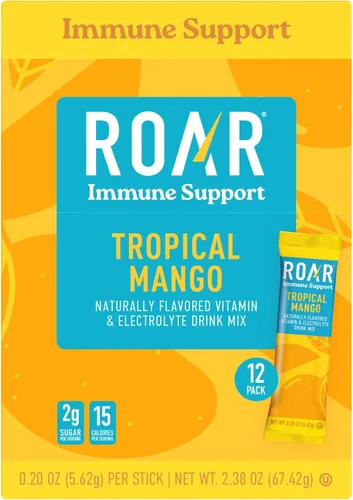 Vista 6 de ROAR Polvo de apoyo inmunológico, paquetes de hidratación con zinc y saúco, electrolitos en polvo, sin OMG, sin gluten, bayas cítricas, 12