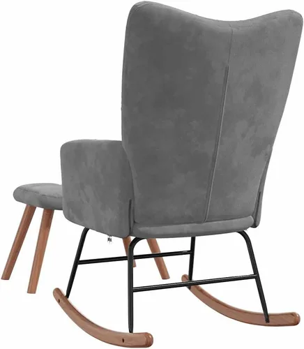 Vista 8 de vidaXL Mecedora, silla de acento mecedora, asiento acolchado con reposapiés, silla auxiliar para sala de estar, dormitorio, estilo retro, terciopelo
