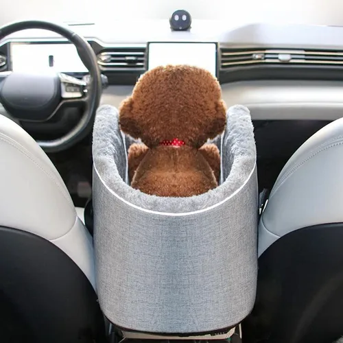 Vista 7 de Asiento de auto para consola para perros, consola central para mascotas, asiento para perros, reposabrazos para perros y gatos, lavable, bolsas