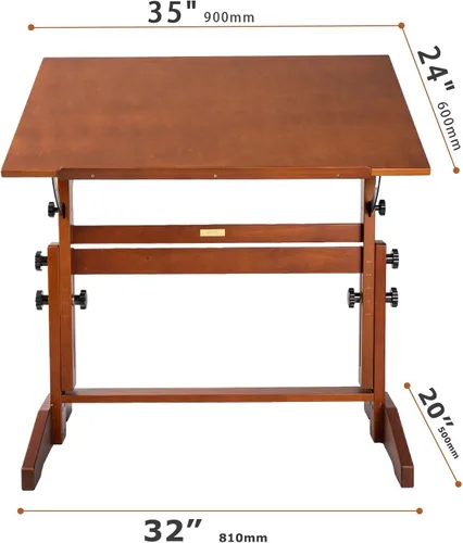Vista 3 de DJAR Mesa de dibujo de madera ajustable de 35 x 24 pulgadas y escritorio