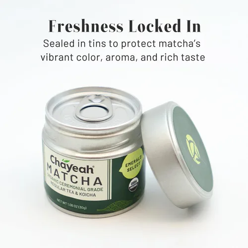 Vista 6 de CHAYEAH, Emerald Select Matcha, grado ceremonial orgánico, lata de 1.06 onzas Elevated First Harvest Ceremonial Matcha, USDA Organic, Crafted for