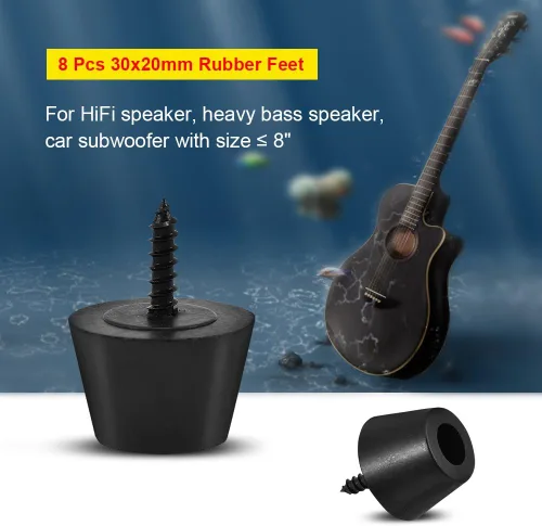 Vista 2 de Pies de goma, 8 almohadillas de goma de repuesto de 1.181 x 0.787 in con tornillos a juego, para altavoz de alta fidelidad, guitarra, amplificador