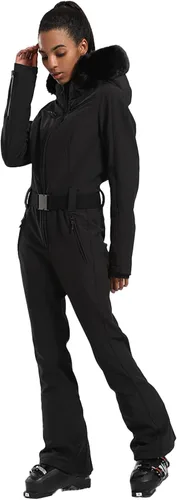 Vista 80 de GSOU SNOW Traje de esquí para mujer, traje de nieve de una pieza, para snowboard, delgado, aislante, impermeable, resistente al viento