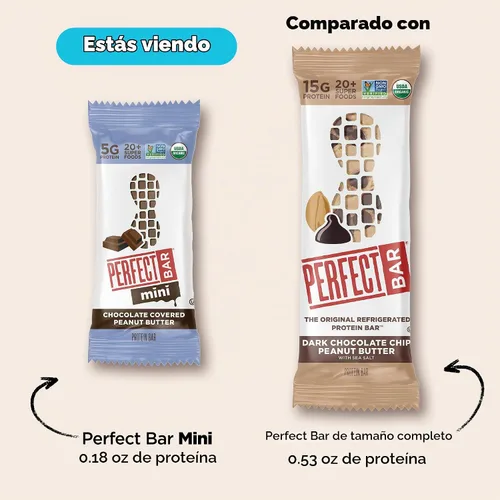 Vista 9 de Perfect Bar Mini barra de proteína de mantequilla de maní cubierta de chocolate sin gluten, 6 unidades, 1.05 onzas
