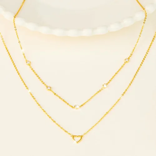 Vista 4 de Poxtex Collar con colgante de corazón en capas para mujer