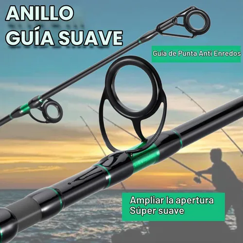 Vista 4 de Sougayilang Surf – Caña de pescar giratoria de carbono para surf, de viaje, M/MH, caña de pescar de 3 piezas, 9'/10'/11'/12' Verde