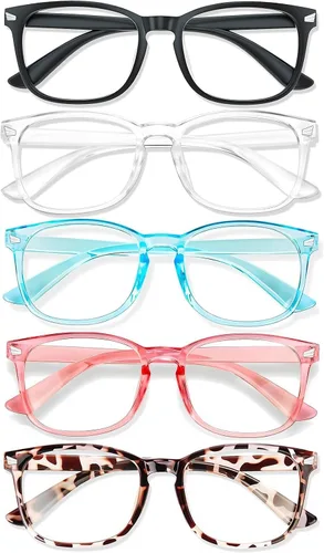 Vista 28 de Lentes de luz azul para mujeres y hombres 99% de bloqueo de luz azul para computadora, juegos, televisión, pantalla de teléfono, marco cuadrado