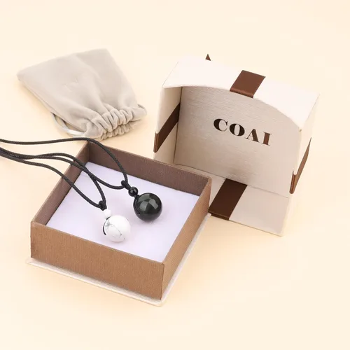 Vista 8 de COAI Collares con colgante de cuentas de piedra para parejas para él y ella, Piedra