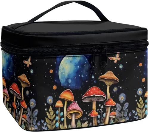 Vista 43 de Flashideas Bolsa de maquillaje para cosméticos Almacenamiento vertical Bolsa de maquillaje de viaje de gran capacidad, Caballo Azteca 1
