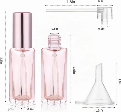 Vista 2 de YOCASII Botella de perfume de viaje de vidrio recargable, botellas de perfume de 0.3 fl oz, atomizador de botella de perfume de bolsillo, 4 botellas
