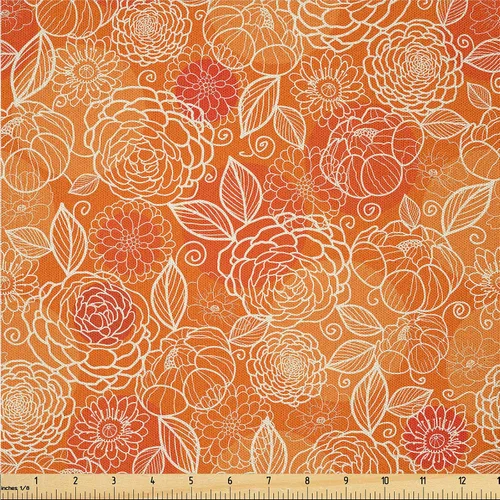 Vista 34 de Ambesonne The Yard, tela de cachemira de The Yard, diseño vintage de motivos botánicos orientales, flores, vibraciones psicodélicas, arte, tela