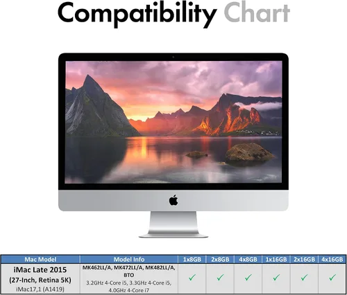 Vista 3 de A-Tech 8 GB de RAM para Apple iMac de finales de 2015 27 pulgadas Retina 5K DDR3L 1866MHz / 1867MHz PC3L-14900 1.35V 204-Pin módulo