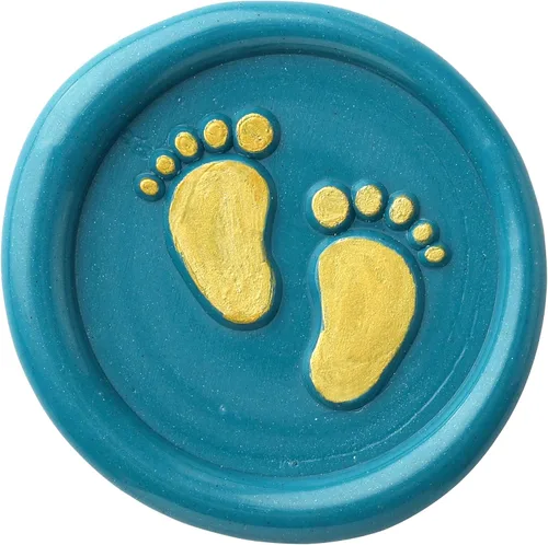 Vista 6 de Yoption Baby Footprints - Sello de cera Cabeza de sello de cera de latón con mango de madera, para invitación de baby shower, envoltura de regalo