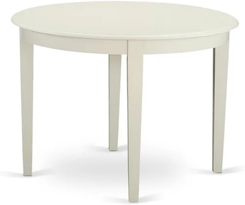 Vista 3 de East West Furniture BOIP3-LWH-W - Juego de mesa de cocina de 3 piezas para espacios pequeños que contiene una mesa de comedor redonda y 2 sillas