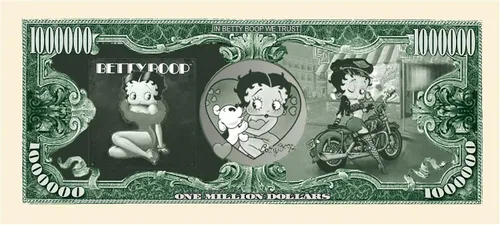 Vista 3 de American Art Classics Paquete de 100 billetes – Betty Boop $ Million Dollar$ Novedad Billete coleccionable – Edición limitada coleccionable – El
