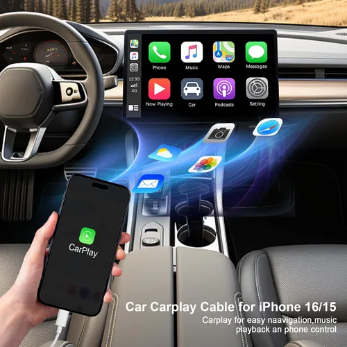 Vista 2 de Carplay - Cable Carplay para iPhone 16 15 Pro Max/Pro/Plus, cable USB a USB C [1 pie+2 pies + 3 pies] para adaptador de cargador de automóvil