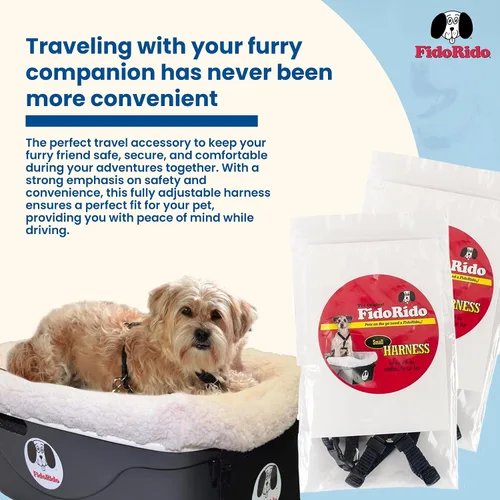 Vista 2 de FidoRido Asiento de coche para perro, asiento elevador para mascotas, sistema de restricción de seguridad, kit de expansión de arnés y correa