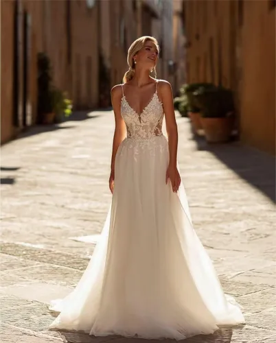 Vista 53 de Vestido de novia formal sin tirantes con encaje, largo de sirena para mujer 2019 WD162